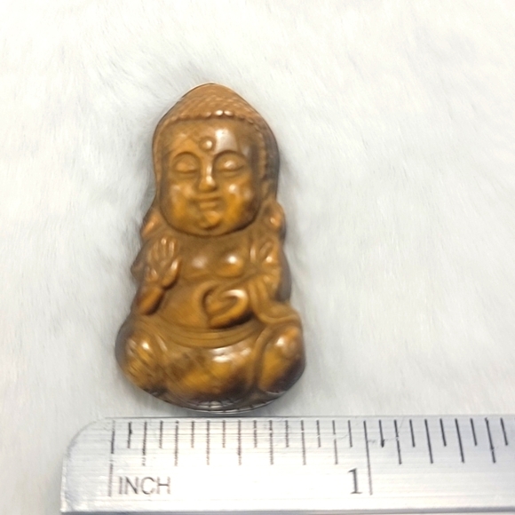 Set of Three Tiger Eye Money Happy Buddas Hand Carved Natural Gemstone Crystal - Picture 7 of 10